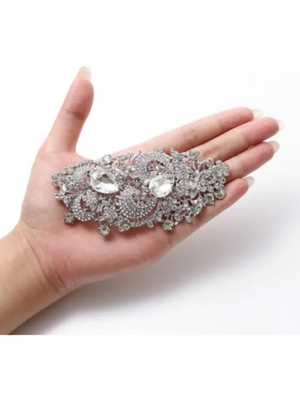 Stunning Austrian Crystal Flower Brooch - Elegant Wedding Accessory, 4.1 Inch